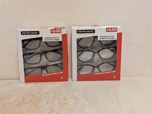 (2) NEW FOSTER GRANT 3.00 READING GLASSES 3PK