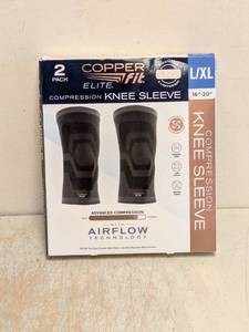 NEW COPPERFIT ELITE COMPRESSION KNEE SLEEVE LXL 2PK