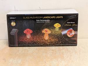 INFINITY X1 GLASS MUSHROOM LANDSCAPE LIGHTS SOLAR RECHARGEABLE 3PK