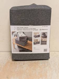 NEW ALLSPACE FABRIC STORAGE ORGANIZER 3PK GRAY
