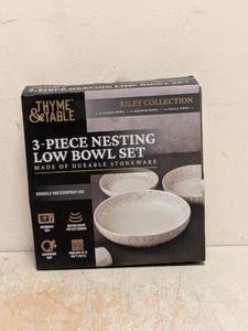 NEW THYME & TABLE 3-PIECE NESTING LOW BOWL SET