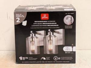 NEW GLOBE RECHARGEABLE SCONCES 2PK SILVER