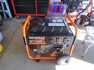 Generac GP7500E generator. Very little use. Electric start. 120240v. Battery good. As shown.