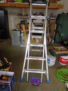 Safe Reach 300 lb folding ladder. Model SRPXT23. As shown.