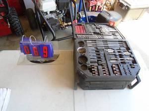 Drill bit assortment in sliding tray box. As shown.