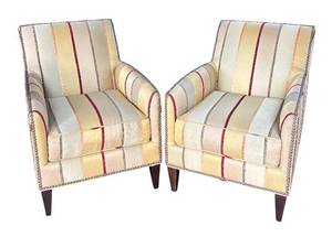 Pair of Stylish Striped Armchairs