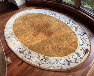 Kaleen Oval Area Rug - 9 ft x 13 ft 8 in - Floral Border, Golden Center