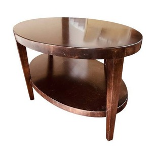 LR - Oval Wood Coffee Table with Shelf