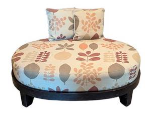 LL - Floral Upholstered Oval Ottoman - Accent Pillows Included