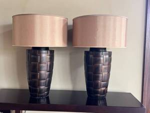 LR - Pair of 30-Inch Decorative Table Lamps with Drum Shades