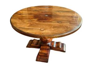 K - Vintage Round Pedestal Dining Table - Adjustable Height, 41-Inch Diameter