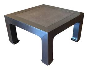 LL - Vintage Chinese-Style Lacquer Side Table - Cane Top, Horse Hoof Feet by Swaim