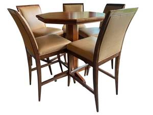 LL - Pub Height Round Table with 5 Swivel Stools