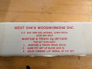 West Oaks MT1603 Mortise & Tenon Jig - Kit Includes Fence, Setup Block & Carbide Bit