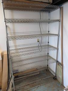 Five-Tier Chrome Wire Shelving Unit on Casters for GarageWorkshop Storage
