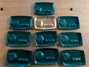 Korner Bakery Teal Enamelware Vintage Ashtrays