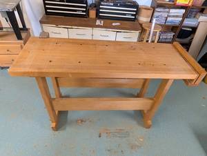 Morgan Vise Co Bench Vise - Chicago - Mounted on Wooden Workbench