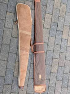Tan Suede Rifle Case & Brown Canvas Rifle Case Set