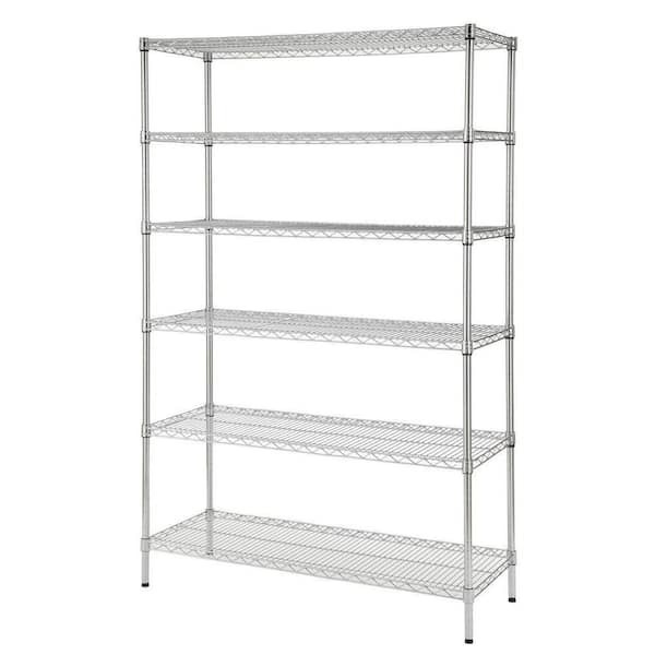HDX 6-Tier Commercial Grade Heavy Duty Steel Wire Shelving Unit in Chrome (48 in. W x 72 in. H x 18 in. D)