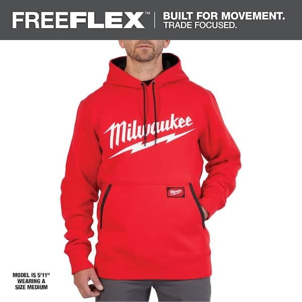 Milwaukee Mens Large Red Midweight Long-Sleeve Pullover Hoodie - XL