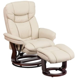 Flash Furniture Allie Beige Faux Leather Swivel Recliner