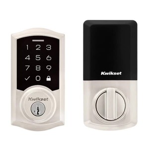 Kwikset SmartCode 270 Traditional Satin Nickel Touchpad Single Cylinder Electronic Deadbolt Featuring SmartKey Security