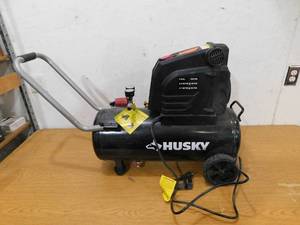 Husky 8 Gal. 150 PSI Portable Electric Oil-Free Horizontal Hotdog Air Compressor with Rubber Wheels and 1-Quick Coupler