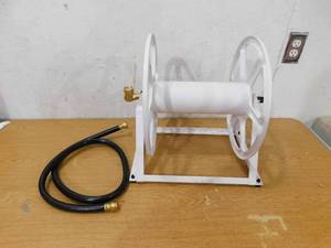 Hampton Bay 200 ft. White Steel Dual mount Wall Mounted Garden Hose Reel