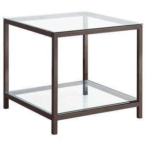 Coaster Trini 24 in. Black Nickel Rectangle Glass End Table with Lower Shelf