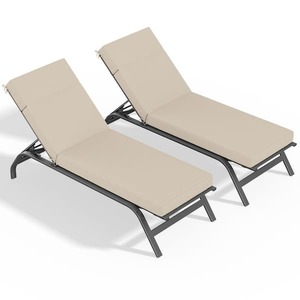 Kimunuk 80 x 26 x 4 in. (2-Pack) Outdoor Chaise Lounge Cushion, Water Resistant Patio Replacement Seat Cushion, Cream