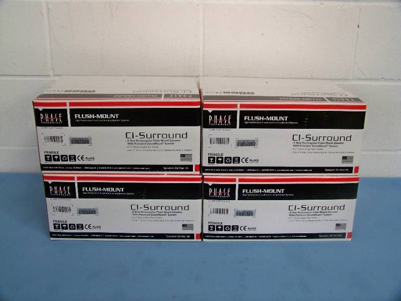 (4) Phase Technologies CI-Surround (CI_SURR) Flush-Mount In-Wall Home Theater Speakers- NO Grilles or Mounting Rings - NEW IN BOX
