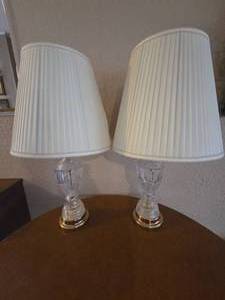 Vintage Hollywood Regency style Crystal & Bronze table lamps - Set of 2