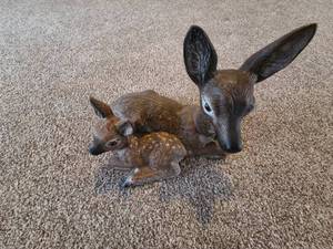 Doe and Fawn deer ceramic home decor