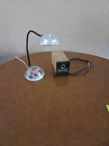 Vintage pencil sharpener with desk lamp