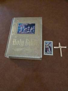 Holy Bible , bamboo crosses