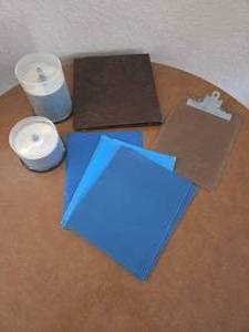 Stationary Lot - folders, clipboard, blank CDs, carrying bag