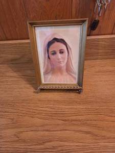 Virgin Mary framed picture with Frame stand