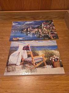 2 Completed puzzles ready to hang on walls