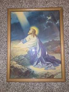 VINTAGE Framed print of Jesus at Gethsemane