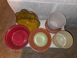 flower planters with amber bowl