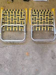 Vintage woven lawn chairs