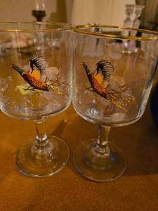 Vintage Pheasant glass cups