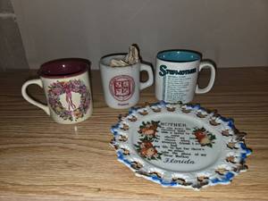 ASSORTMENT of mugs and plate