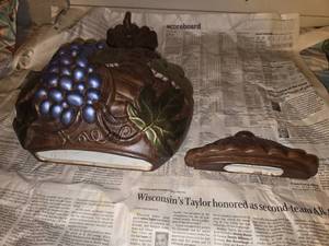 VINTAGE 1970s Arnels Ceramic Hand painted wall decor Grapes inspired