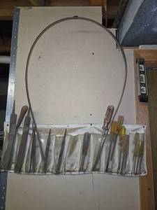 Tool pouch with chisels