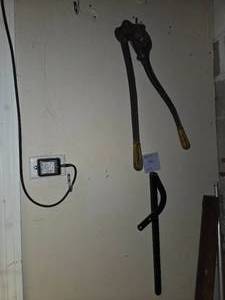 VINTAGE hand operated metal punch tool & garage door arms - Lot of 2 items