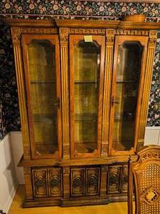 ANTIQUE hand carved display China cabinet