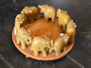 Elephant Figurine Ring Sculpture