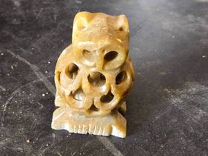 Stone Carved Owl Figurine - About 3 tall