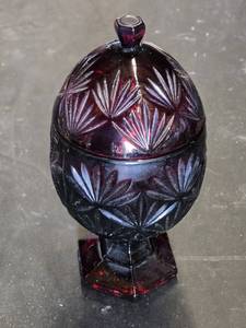 Ruby Red Glass Covered Candy Dish